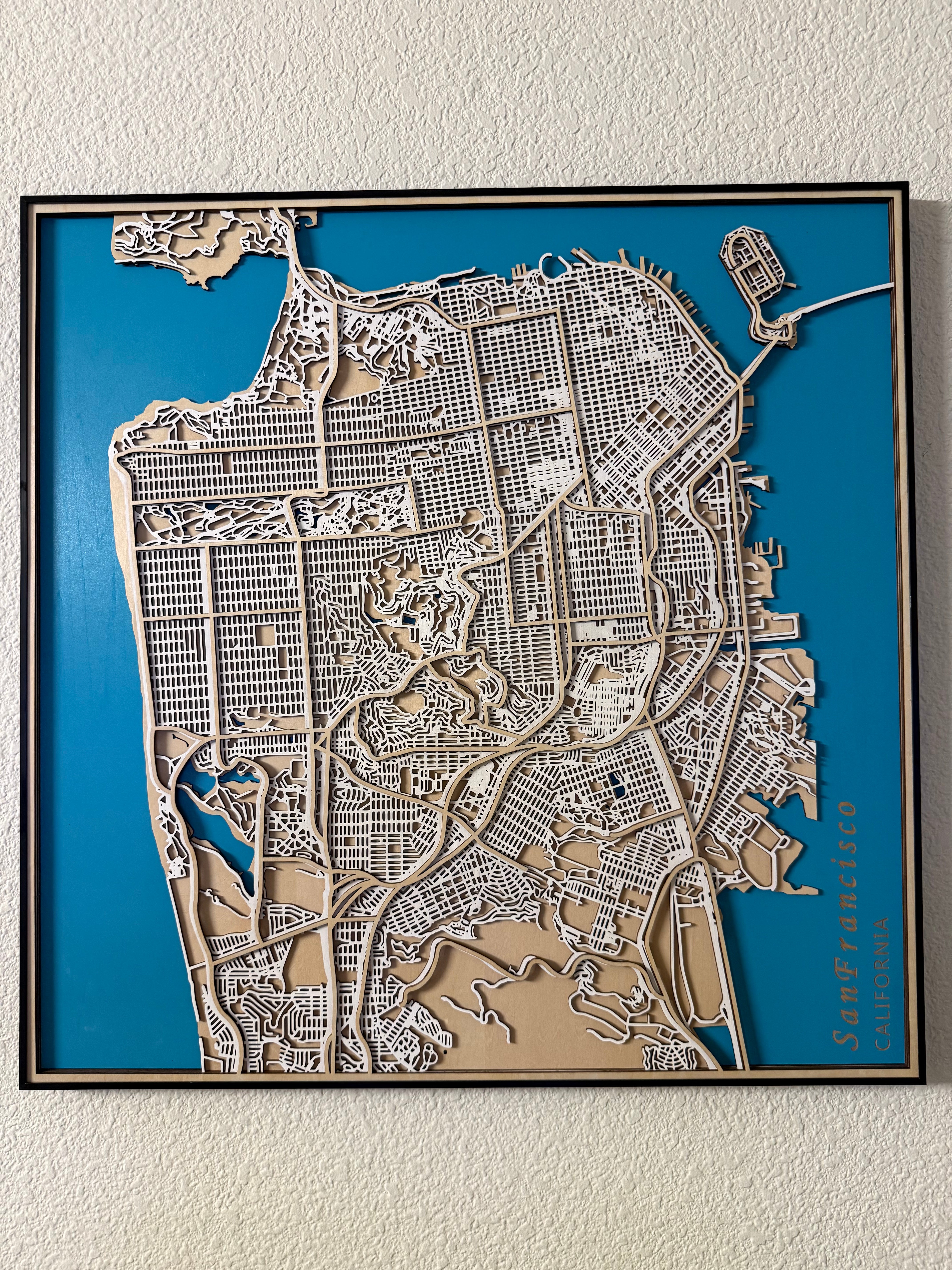 San Francisco wooden map wall art