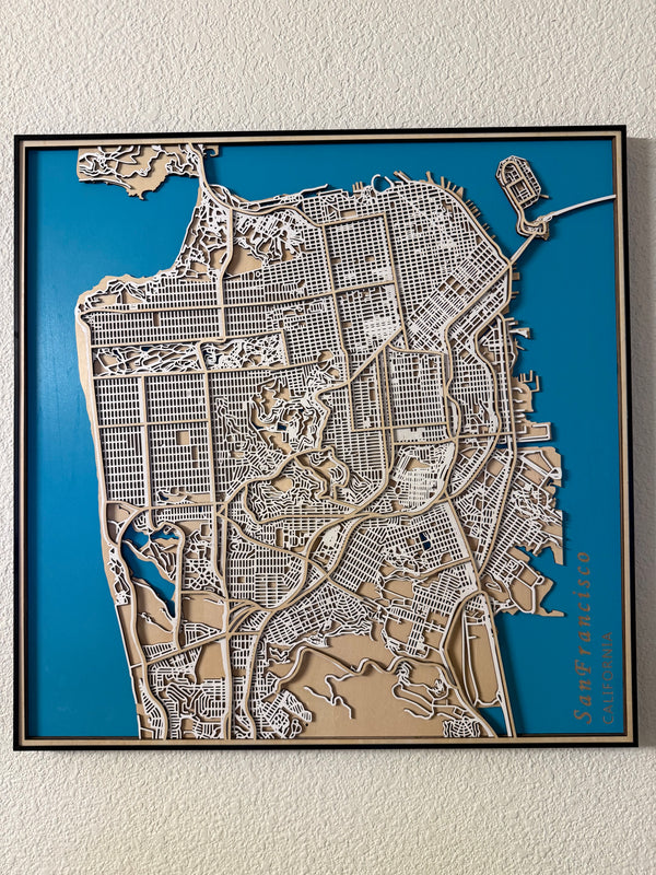 San Francisco wooden map wall art