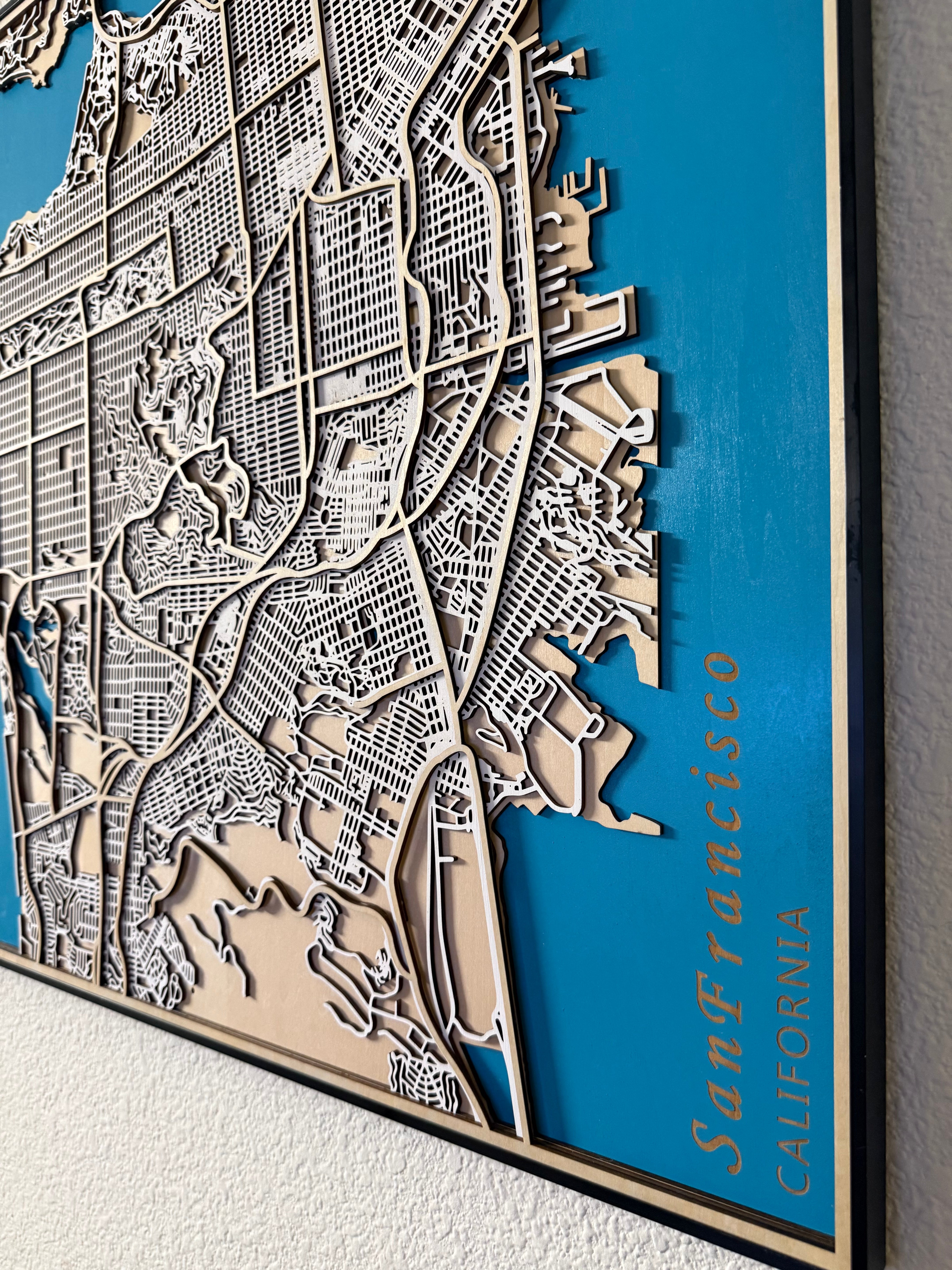 San Francisco wooden map wall art