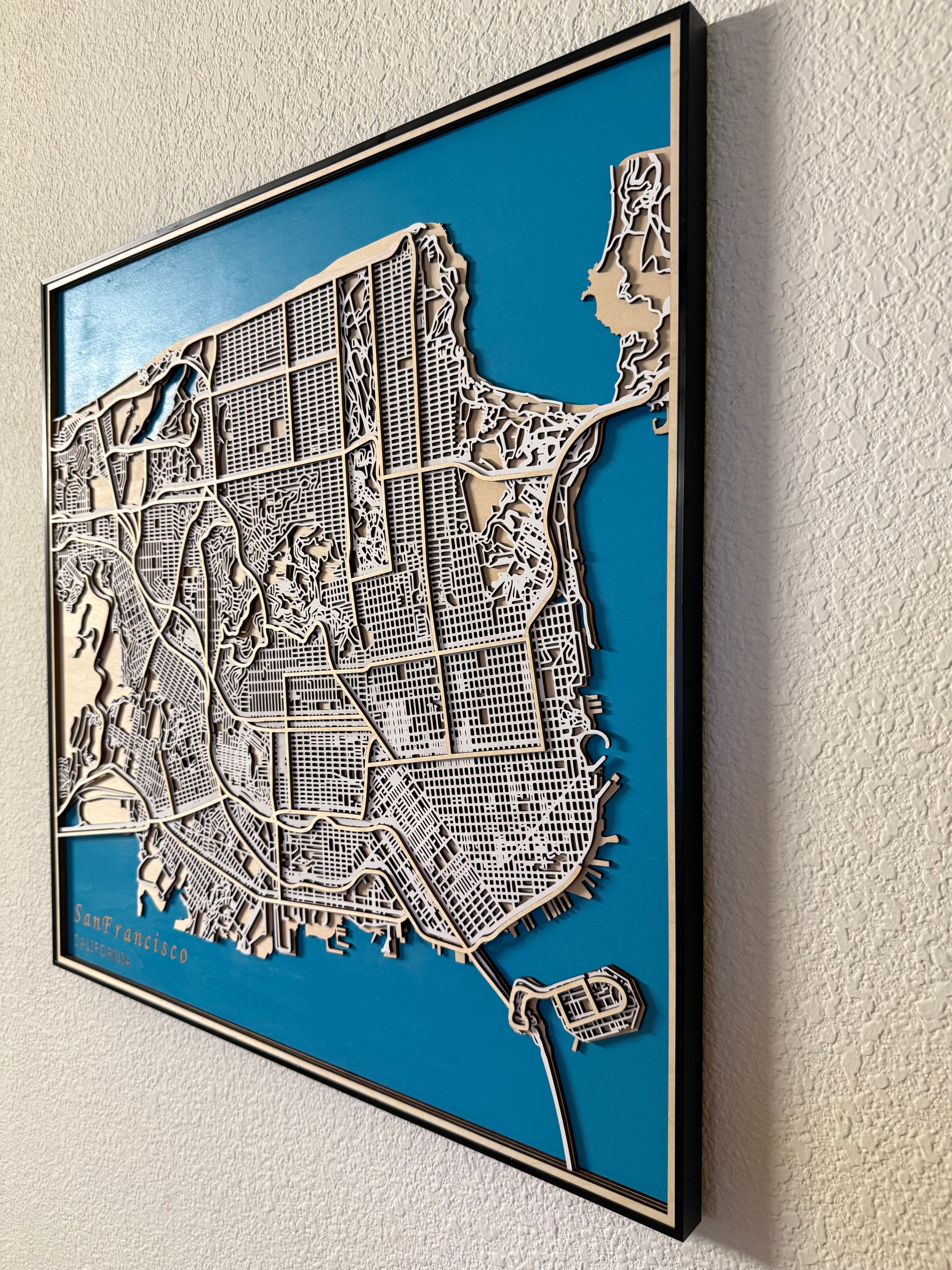 San Francisco wooden map wall art