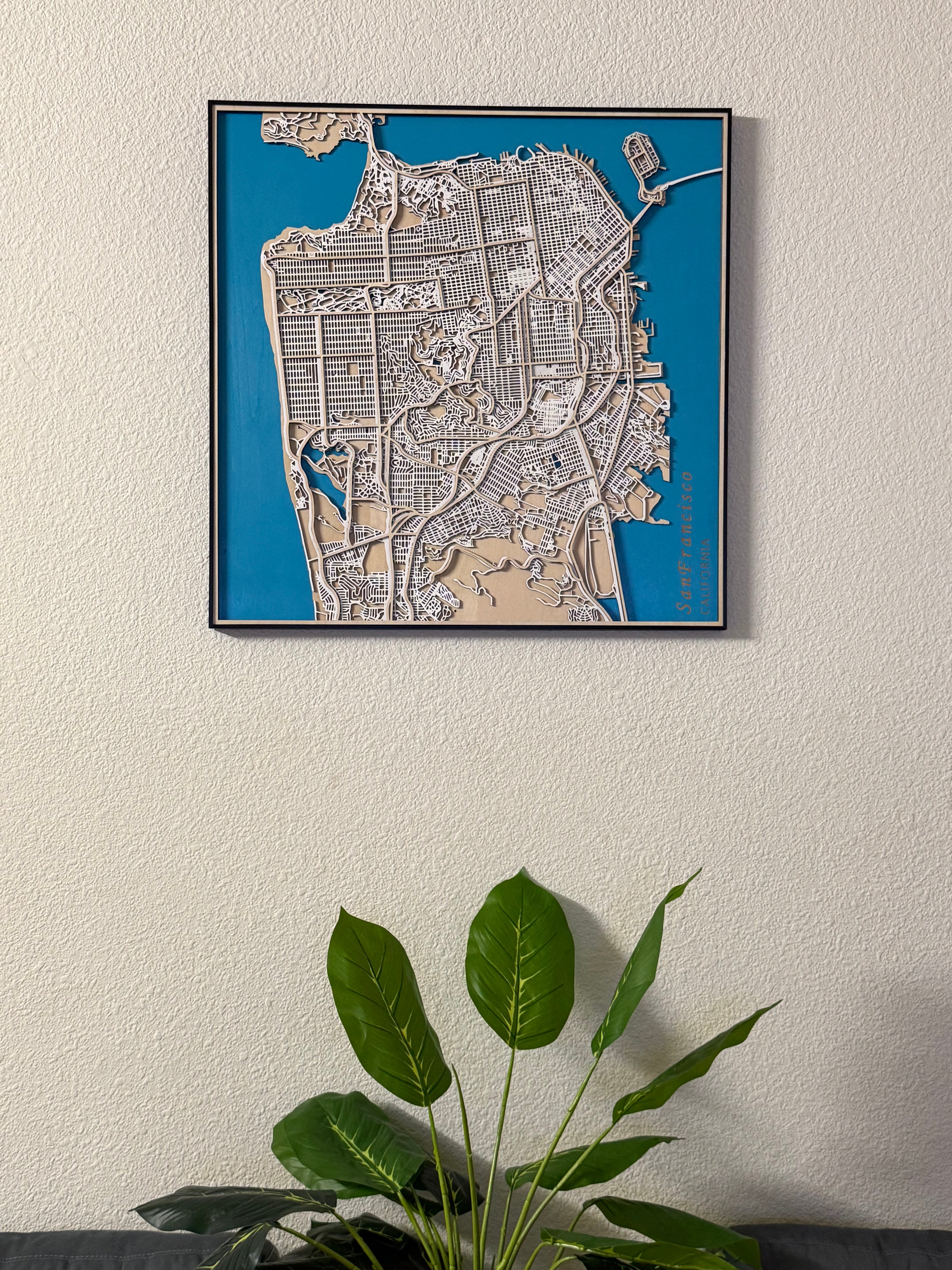 San Francisco wooden map wall art