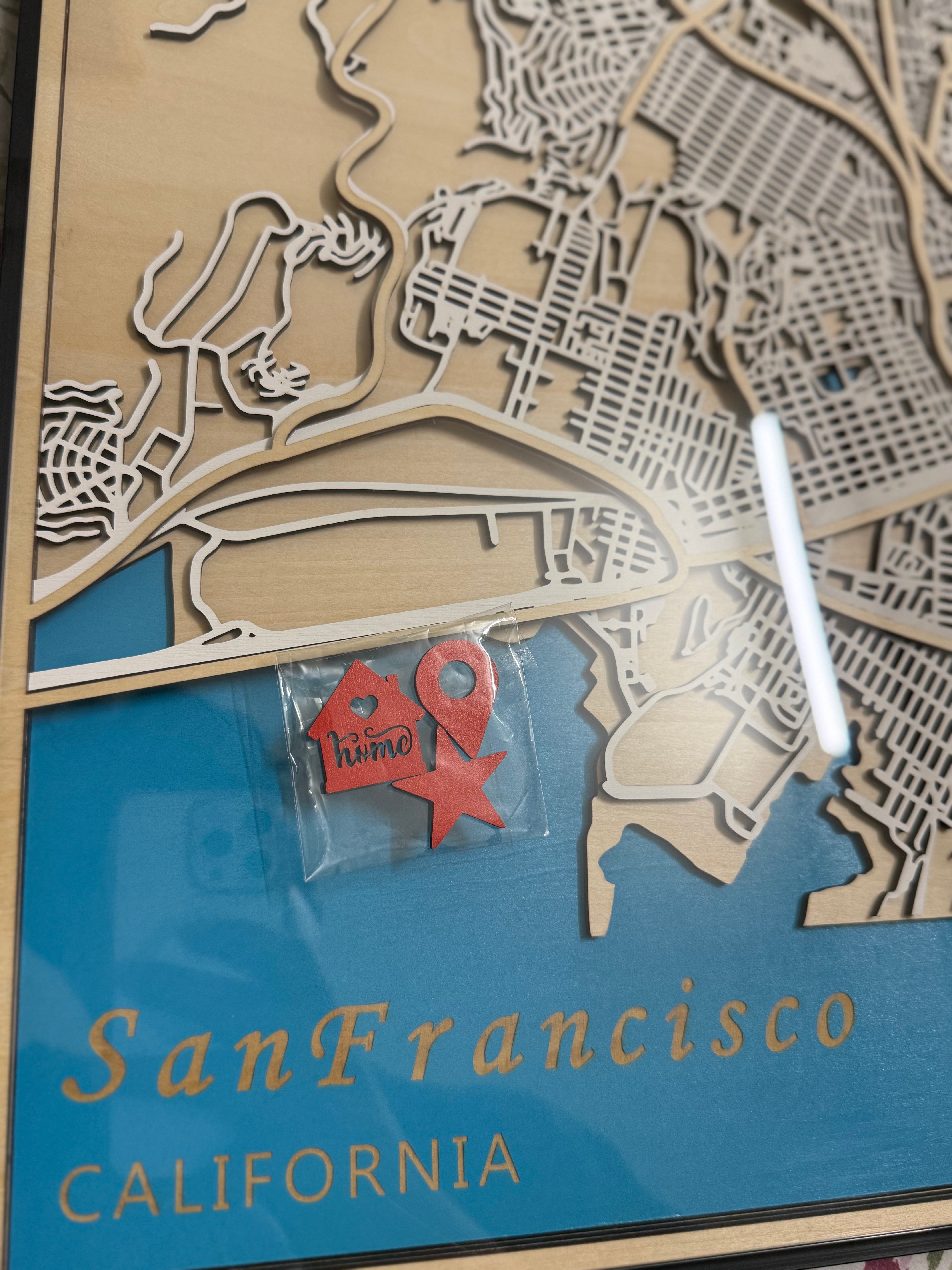 San Francisco wooden map wall art