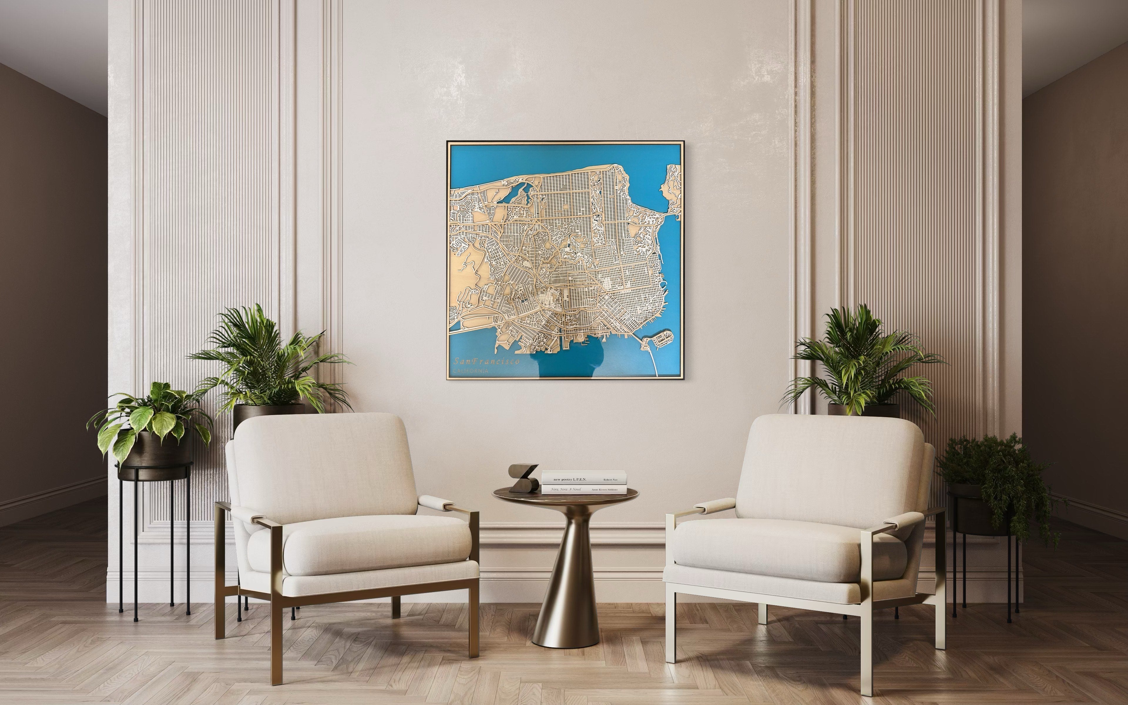 San Francisco wooden map wall art