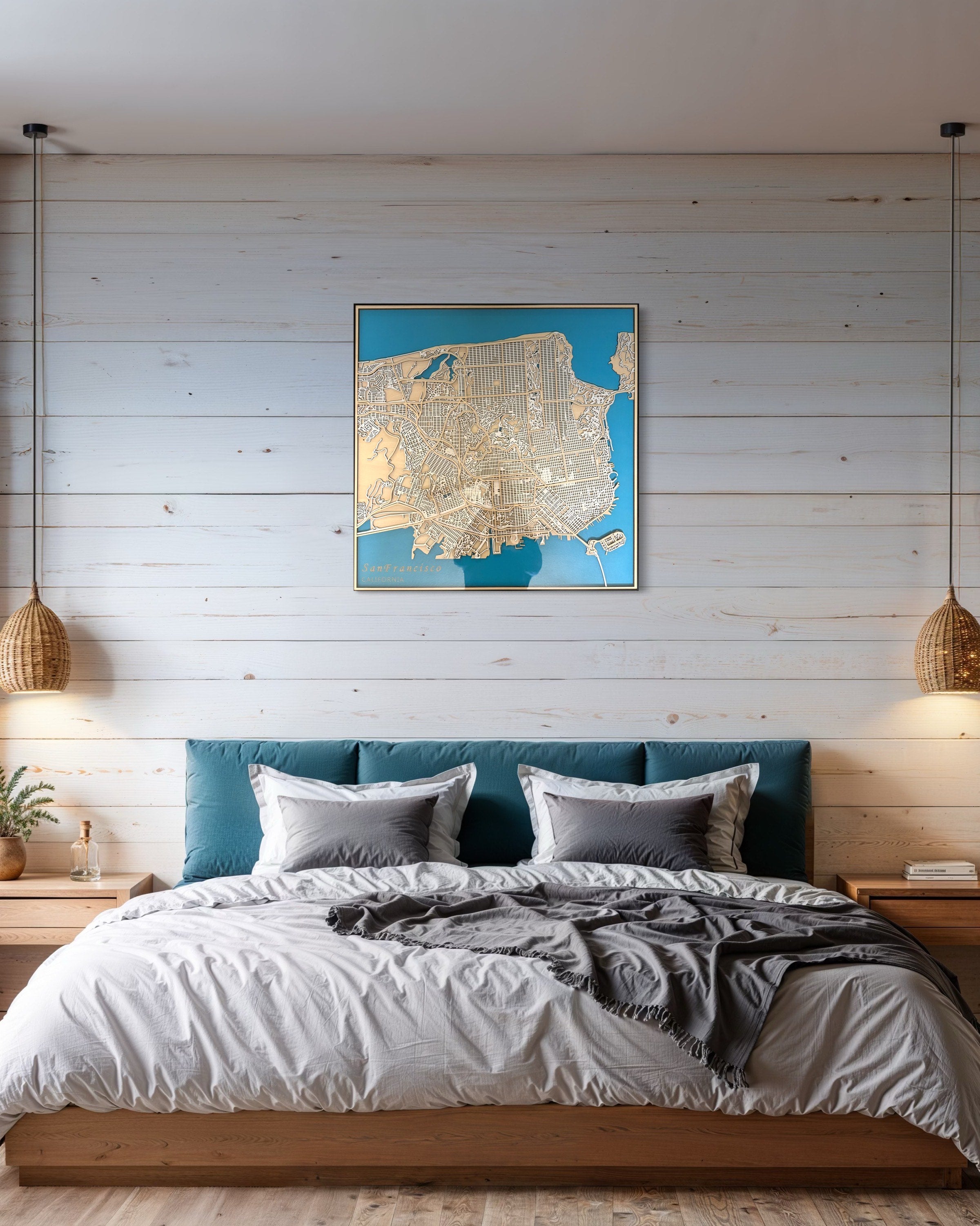 San Francisco wooden map wall art